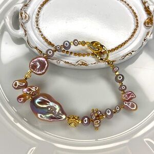 Handmade Custom Made Freshwater Unicorn 🦄 Color Flame-ball Pearl Bracelet